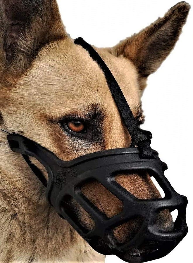 BLACK DOG Dog Muzzle, Soft Breathable Basket Muzzles for Large, Adjustable Anti-Biting, Dogs Muzzle for Labrador/Dalmatian/Golden Retriever/Husky Dog Weight 19 to 30 Kg Muzzle 4 no. (Color May Vary) - Image 1